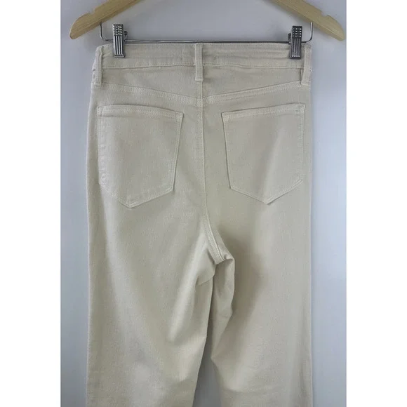 Athleta Sculpek Flex Straight Leg Ankle Jean High Rise Bone Yellow Cream Size 4 - Picture 12 of 15